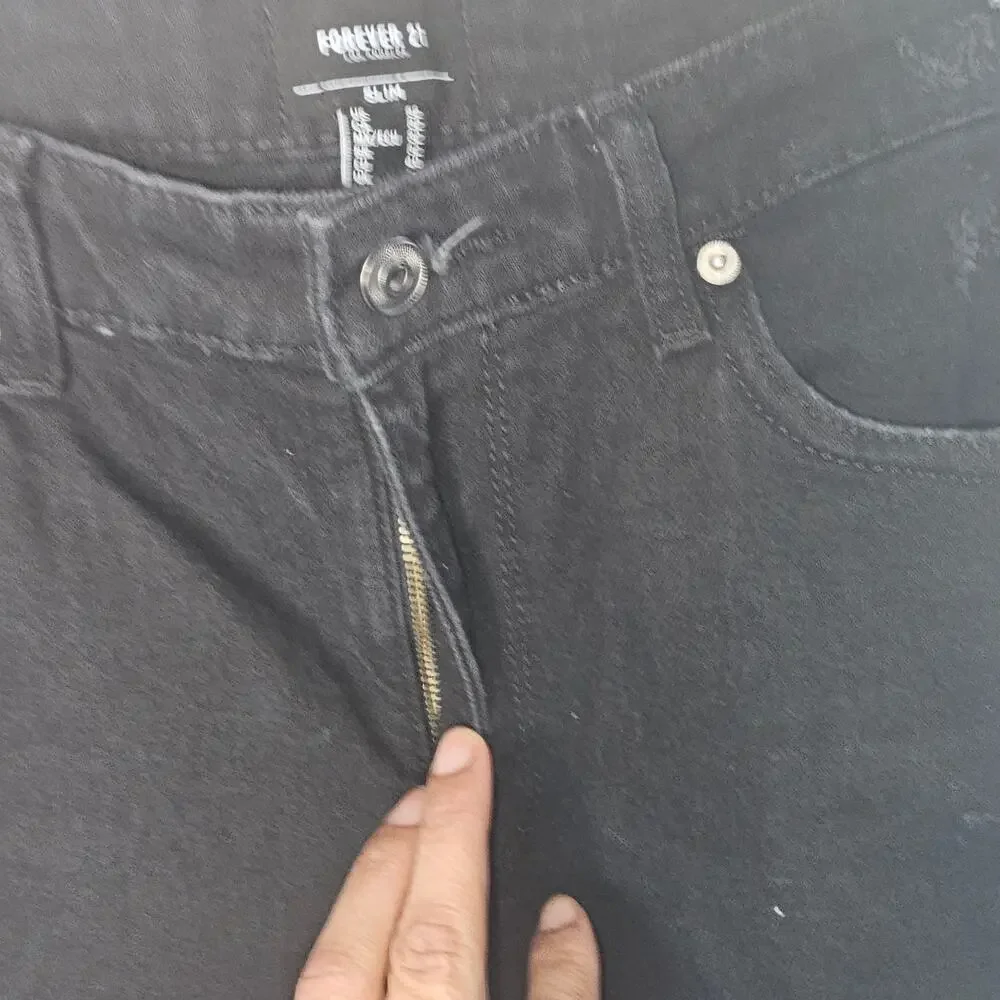 Forever 21 Mens Slim Distressed Jeans Black Size 32